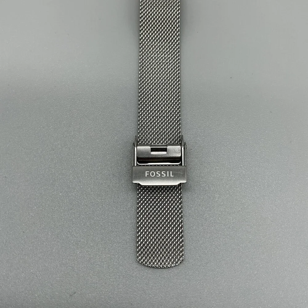 Fossil ES4322 Womens Watch 36mm Blue Dial Stainless Date Mesh Band New Battery